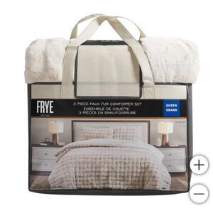 FRYE 3-piece Faux Fur Comforter Set Cream Size King
